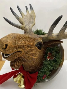 Ralphie The Animated Singing Christmas Moose Mounted Wreath RARE Works With Flaw - Bild 1 von 17