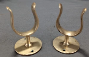 Antikes Paar Messing Kamin Pfosten Haken 3" tief 1 3/4" breit - Bild 1 von 5