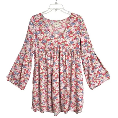 Denim & Supply Ralph Lauren Baby Doll Flare Sleeve Dress Womens M Pink Floral - Image 1 of 4