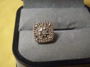 925 Sterling Silver Ladies Men's 9-Diamond Single Earring       1.1 grams - Picture 1 of 3