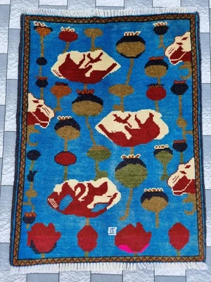    Vintage Afghan Hand Woven Opium Rug  Tribal Knotted  Rug   - Image 1 of 4