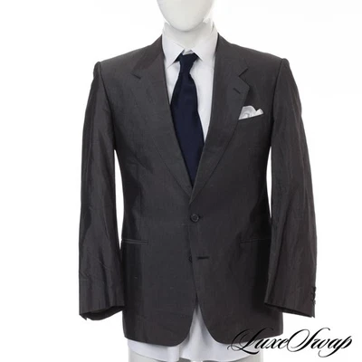 Marcello Milanelli сделано в Италии 100% шелк антрацит отлива Slubby куртка 52 - Изображение 1 из 4