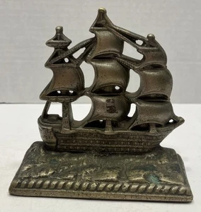 Sujetador de libros de hierro fundido náutico antiguo Ironsides USS Constitution Clipper barco - Imagen 1 de 12