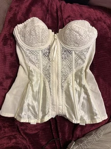 VTG Lady Marlene 34C Corset Bustier Sexy Lace Pale Color Zipper Lingerie - Picture 1 of 24