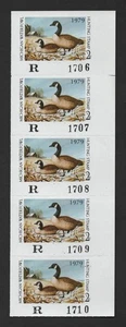 US 1979 MICHIGAN STATE DUCK HUNTING STAMPS STRIP OF 5 MINT NH C.V. $300 - Picture 1 of 2