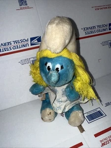 Vintage Smurfette Plush 10 Inches PEYO Wallace Smurfs Stuffed Animal 1981 (c) - Picture 1 of 6