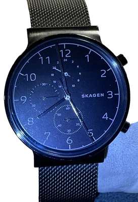 SKAGEN ANCHER SKW6407 мужчин хронограф 39 мм часы все черный из нержавеющей стали новый бат - Изображение 1 из 4
