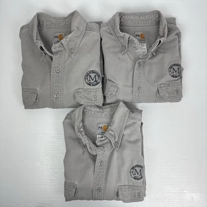 Carhartt Herren grau FR Hemd Paket Button Down Workwear FRS160 Größe XL Firmenlogo - Bild 1 von 24
