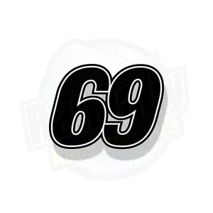 FT NUMERI GARA 69 DECALCOMANIE ADESIVI GRAFICA x3 Flat-Track 270x200mm - Foto 1 di 1