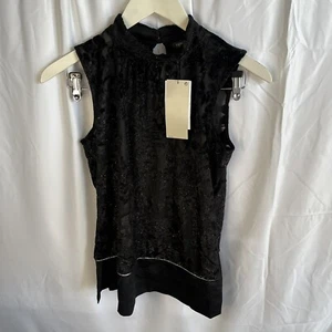 Next Petite Black Sparkly Sleeveless Blouse Floral Size 10 - Picture 1 of 4