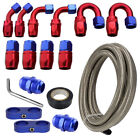 16.4FT 5M AN12 Stainless Steel Braided Fuel Line Silver + Hose End Fitting Kit