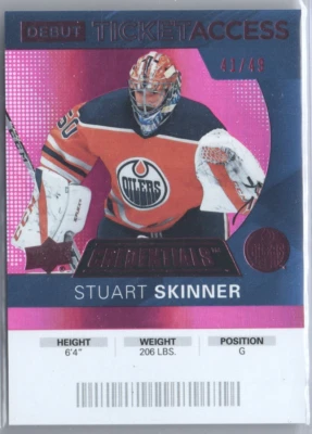 2020-21 Upper Deck Credentials Pink Debut Ticket Access Stuart Skinner /49 - Image 1 of 2