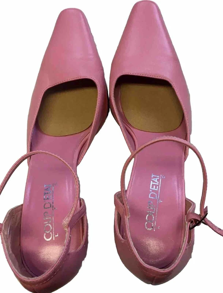 NEW Pink Leather COUP D’ETAT Women’s Size 10 Slingback High Heel Shoes - Image 1 of 4