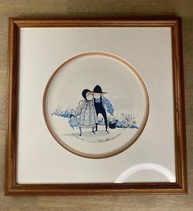 1985 P. Buckley Moss Couple Holding Hands Framed Matted Signed Print #804/1000 - Picture 1 of 9