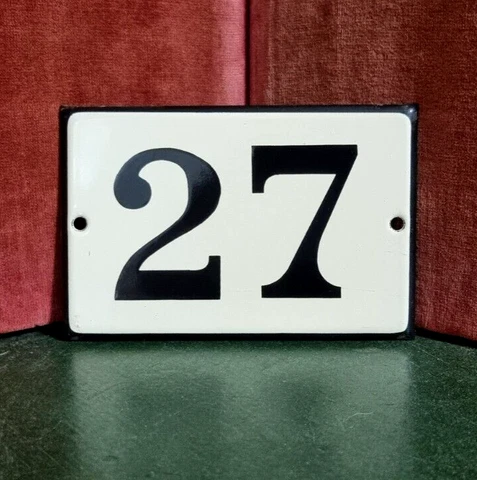 Vintage French enamel house sign number 27 for door gate wall street portal Cover