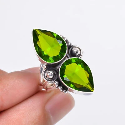 Peridot Gemstone 925 Sterling Silver Jewelry Ring, Adjustable Ring, Elegant Ring - Image 1 of 4