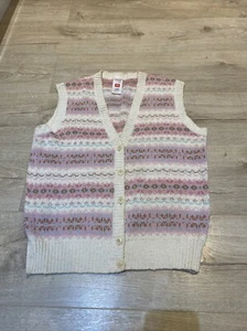 Vintage St Michael Sleeveless Retro Patterned Cardigan UK 14 - Picture 1 of 8