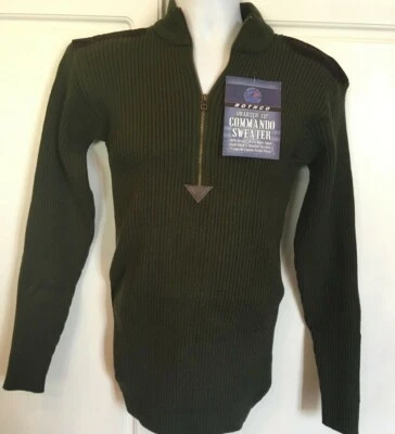 ROTHCO Men's Acrylic Commando Quarter Zip Sweater with Shoulder Patches XL NEW ! - Image 1 of 4
