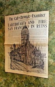 Vintage. 1906 San Francisco Erdbeben Zeitung Nachdruck (©1970 von Warren Palmer) - Bild 1 von 3