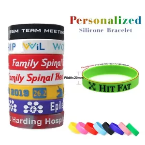 Braccialetti Personalizzati Silicone Gomma Bracciali Qualsiasi Logo Messaggio Testo - Foto 1 di 36