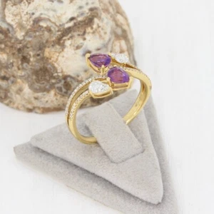Anillo de amatista brillante valor 1550 € en oro amarillo 750 18 quilates - Imagen 1 de 9