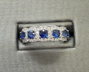 Lady's 14k White Gold Sapphire Diamond Ring 31755 - Picture 1 of 1