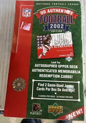 2002 UD authentics football hobby box - Image 1 of 4