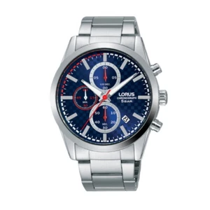 Orologio Lorus Uomo RM391FX-9 Cronografo Acciaio Quadrante Blu Dettagli Rossi - Foto 1 di 6