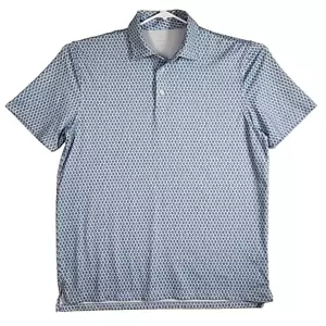 Southern Tide Performance Golf Polo Shirt Mens L Blue Geometric Diamond Print - Picture 1 of 7