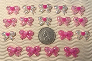 18 pcs x 3/4" Clear Resin Flatback Bow Embellishments w/Polka Dot/Cute SB503 - Picture 1 of 5