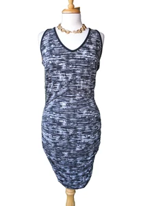 $98 ATHLETA Black White Normcore Athleisure Naturecore Boho Ruched Racer Dress S - Picture 1 of 3