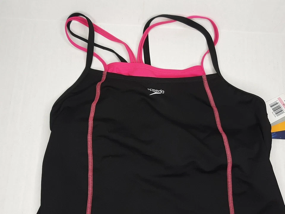 Speedo 7723132 Endurance Double Strap Tankini Swim Top 10 Power Pink