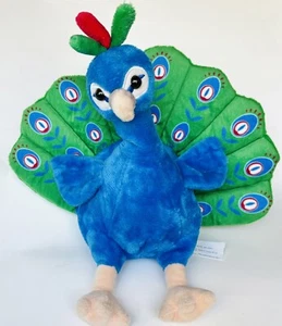 Perry Peacock 12” Soft Stuffed Plush Animal Bird Toy, Blue Green Zoo - Picture 1 of 5