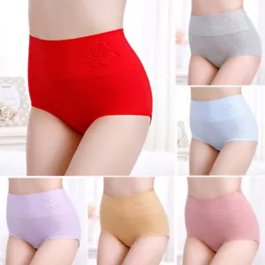 Damen Baumwolle Hohe Taille Slip Unterwäsche Unterhose Kontrolle Top - Bild 1 von 31