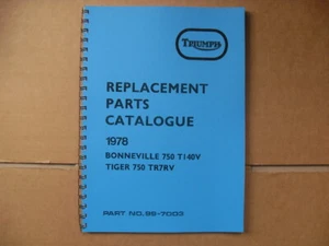 TRIUMPH T140V,TR7RV PARTS BOOK FOR 1978 MODELS UK & US - Picture 1 of 1