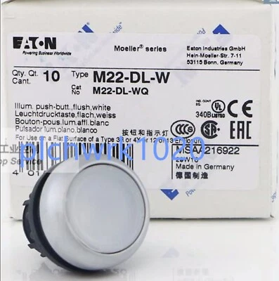 1 PCS NEW EATON M22-DL-W M22 Series with light button head - Image 1 of 3