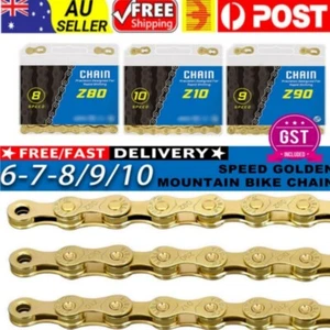 6/7/8/9/10 Speed MTB Bicycle Chain Mountain Bike Chains Road Cycling Part Gold - Picture 1 of 13