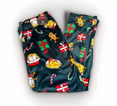 Pantalones de pijama Garfield Cat & Gingerbread Man Navidad polar salón para hombre M ¡NUEVO! Foto 1 de 4