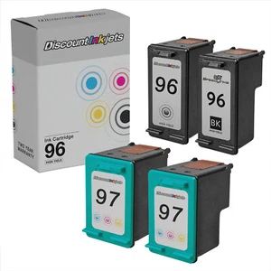 4PK DI Ink Replacement for HP 96 (2xblk) & HP 97 (2xColor) Use in 8750gp 8750xi - Picture 1 of 7