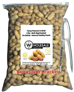 Fancy Peanuts In-Shell 2-lbs Bulk Bag Roasted Un-Salted, Bonus Nut Cracker 🥜 - Picture 1 of 12