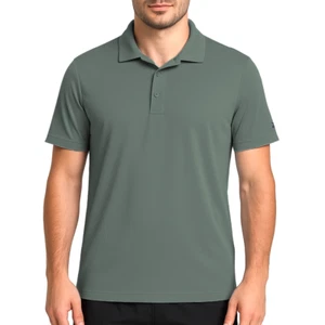 Reebok Men's Short Sleeve Performance Training Polo Shirt Wicking Dark Green L - Picture 1 of 6