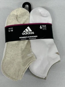 NWT Adidas Women’s Cushioned Arch Compression Socks No Show 6 Pairs Beige, White - Picture 1 of 3