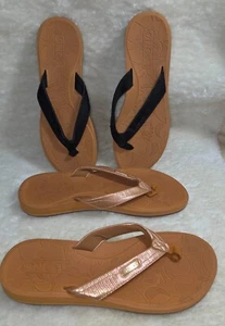 ONCAI Flip Flops Metallic & Black Sandals Women Size US 11 NEW Lot of 2 PAIRS - Picture 1 of 6