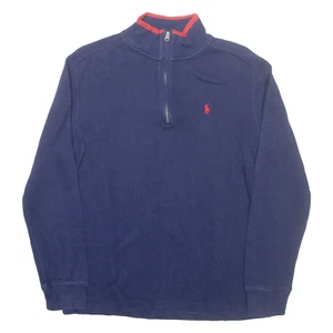 POLO RALPH LAUREN Jungen Pullover blau 1/4 Reißverschluss eng Strick L - Bild 1 von 6