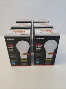 6 PK Satco LED Light Bulb 9.5W A19 60W Warm White 25000 Hours /GU24 Base S9840 - Picture 1 of 8