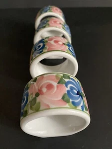 4er Set Audrey Porzellan Blumen Serviettenringe 4er Set - Bild 1 von 2