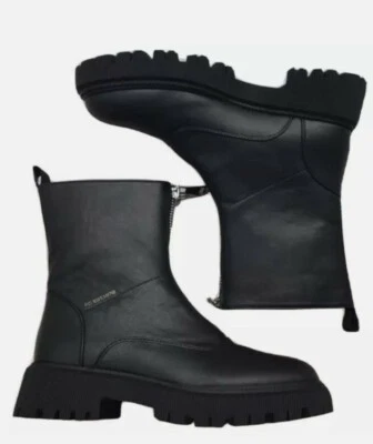 Botas para mujer French Connection Julie con cremallera frontal, negras, talla 7,5 nuevas sin etiquetas Foto 1 de 4