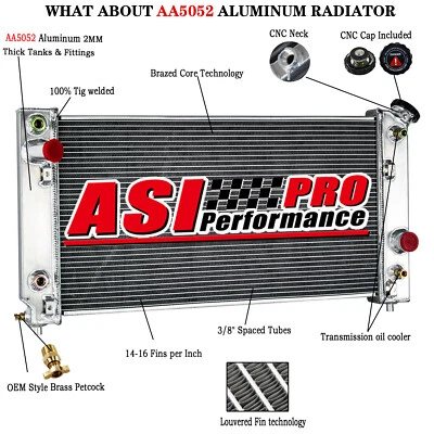 3 Rows Aluminum Radiator Fit 1994-1995 GMC Jimmy Sonoma &Chevy S10 Blazer 4.3L - Image 1 of 4