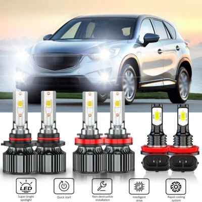 Kit de 6x faros antiniebla de haz alto bajo LED para Mazda CX-5 CX-9 2013-2016 Foto 1 de 4