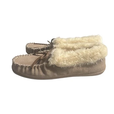 Zapatillas Mujer Taupe Mocasín Talla 8 Imitación Piel Gamuza Acogedor Interior Invierno Salón Foto 1 de 4